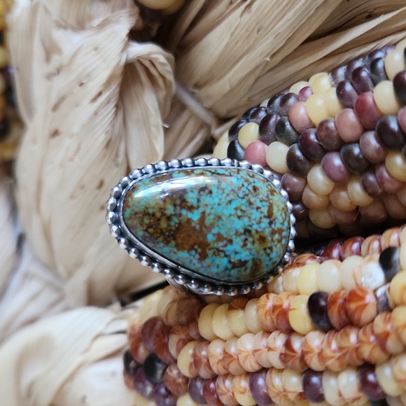 Beautiful NWOT Native American Navajo Handmade Turquoise & Sterling Ring 💙💚🤎 - Picture 12 of 12